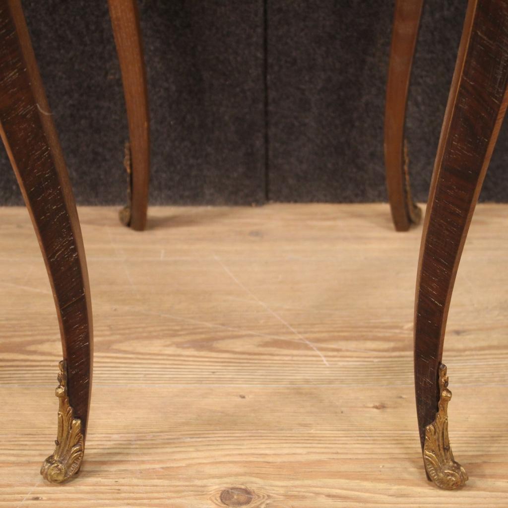 French Side Table Inlaid in Walnut, Rosewood, Palisander and Fruitwood For Sale 6