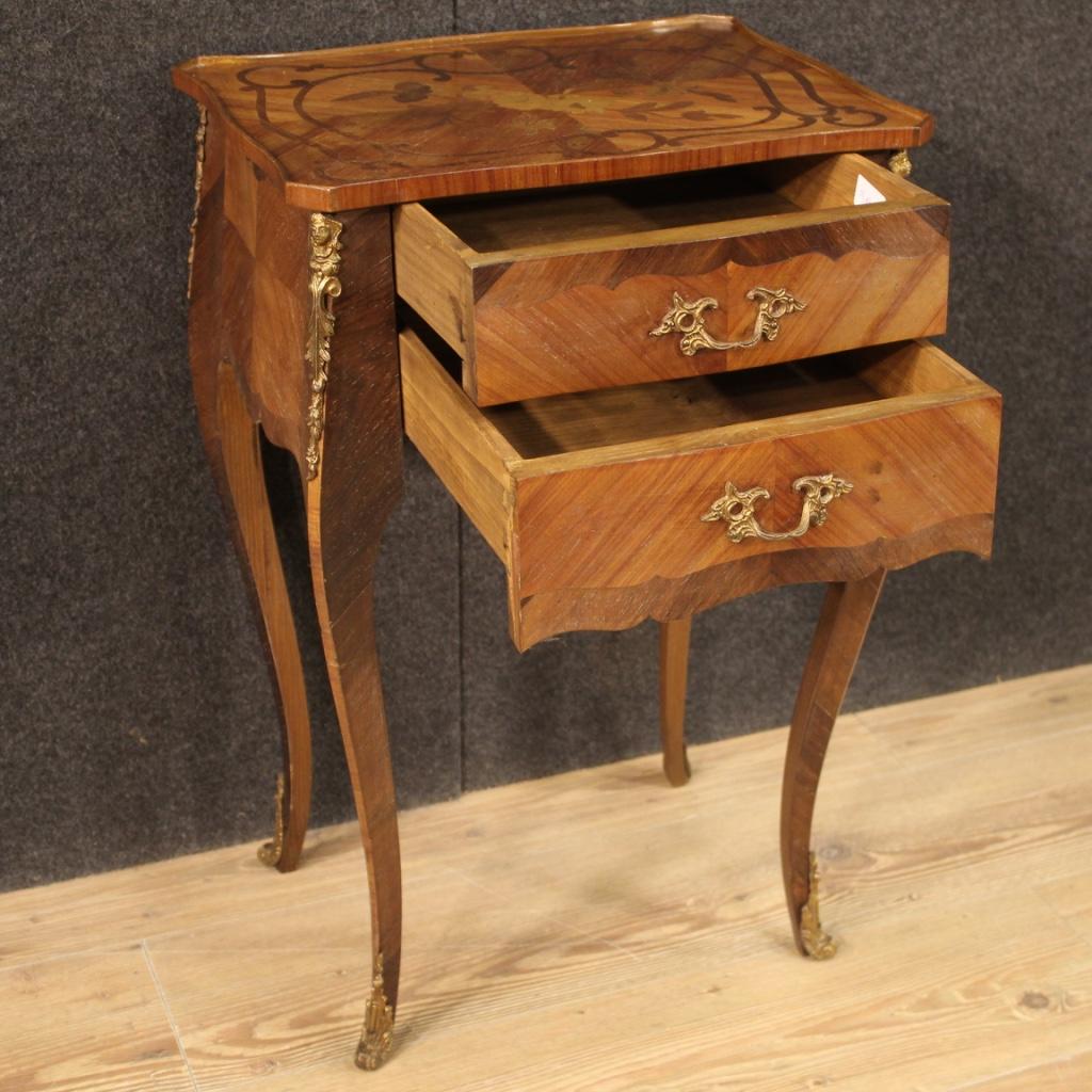 French Side Table Inlaid in Walnut, Rosewood, Palisander and Fruitwood For Sale 2