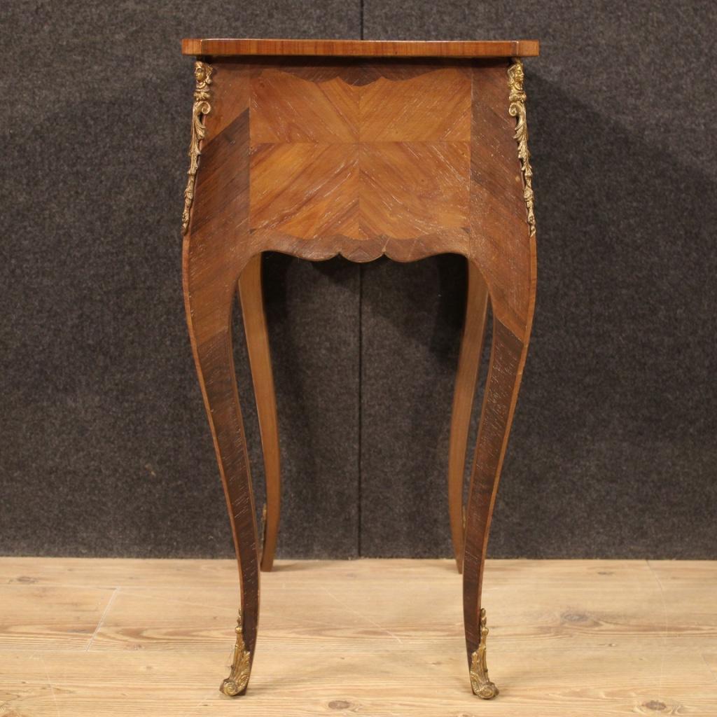 French Side Table Inlaid in Walnut, Rosewood, Palisander and Fruitwood For Sale 3
