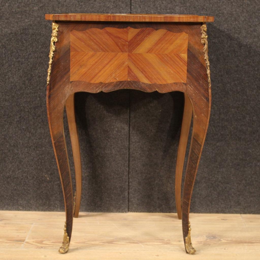 French Side Table Inlaid in Walnut, Rosewood, Palisander and Fruitwood For Sale 4