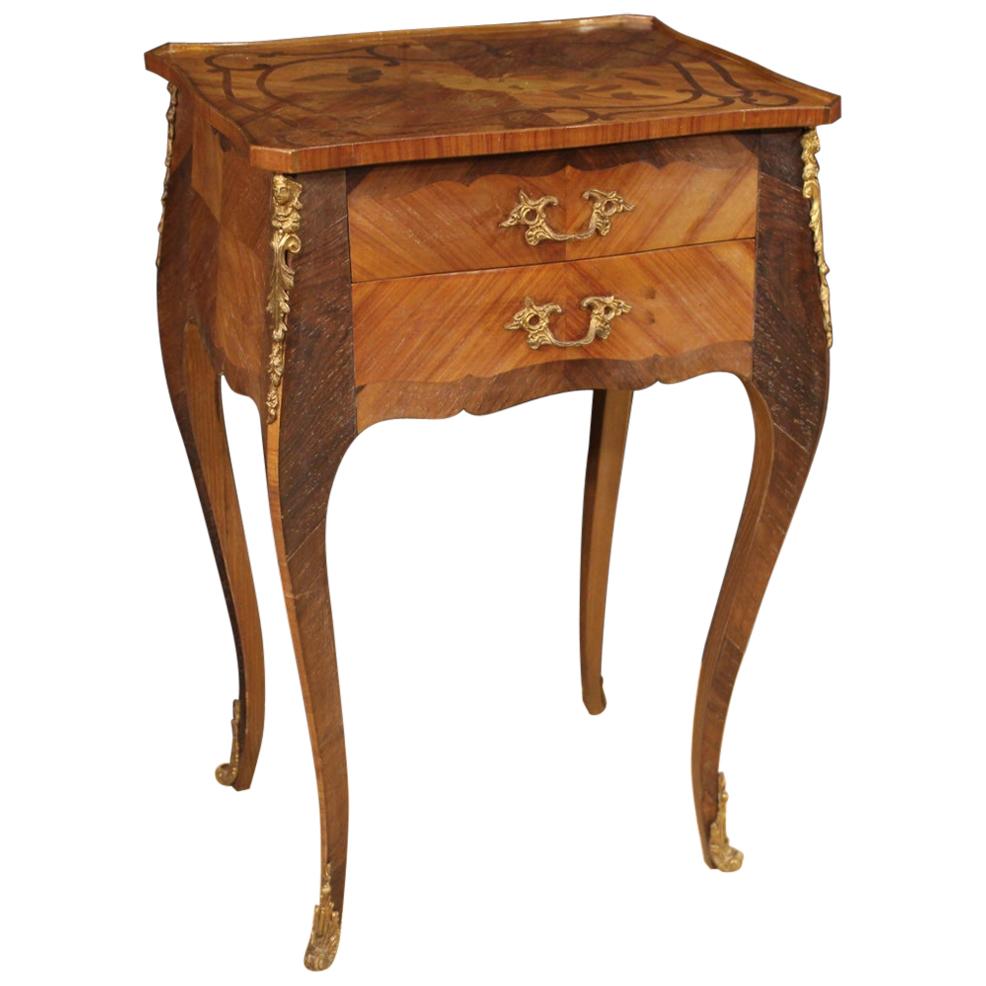 French Side Table Inlaid in Walnut, Rosewood, Palisander and Fruitwood For Sale