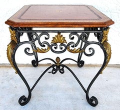 French Side Table Louis XV Style Leather Top by Maitland Smith