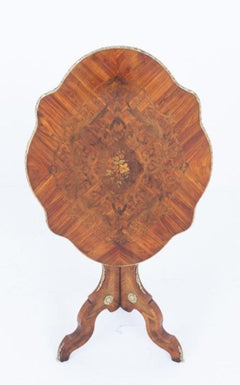 French Side Table Occasional Shaped Marquetry Inlay 1880