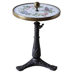 French Side table or Cocktail Table Cast iron with Enamelled Floral Top