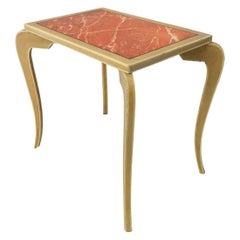 French Side Table Original Trompe L' Oeil Painted Faux Marble, circa 1920