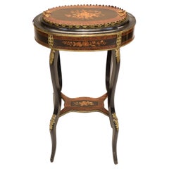 French Side Table Stand Marquetry Inlay 1880