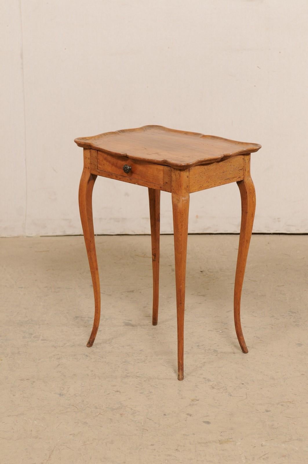 French Side Table w/Single Drawer and Rectangular-Shaped Pie-Crust Top, 19th C 4
