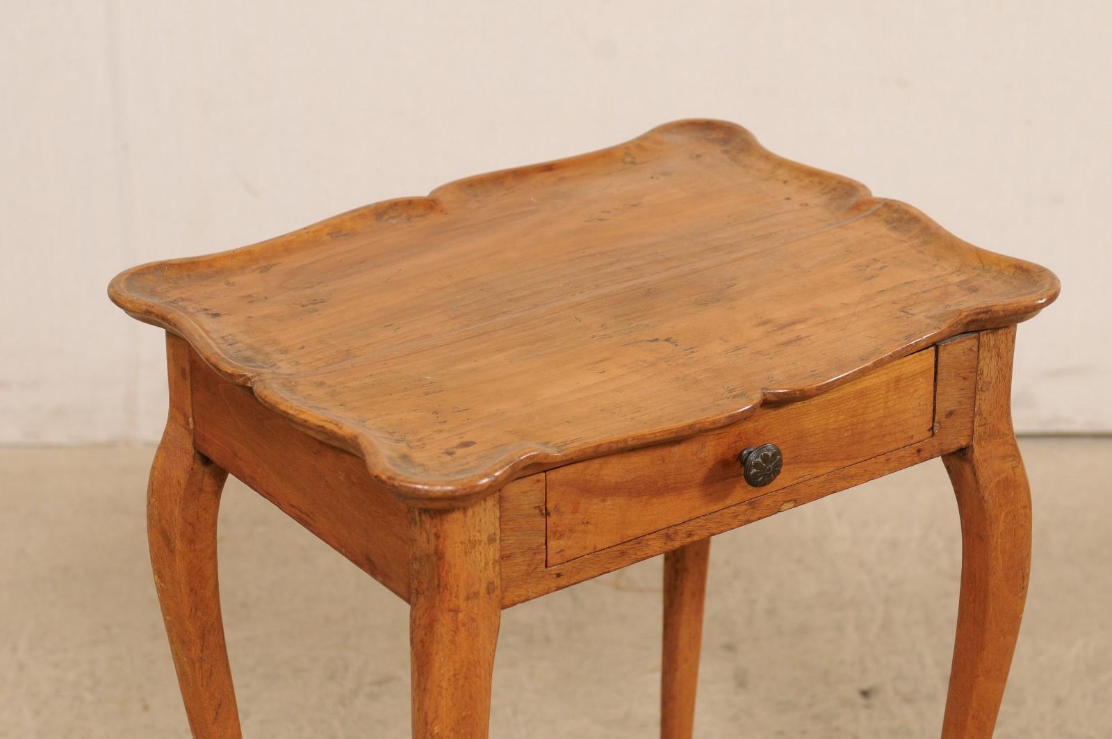 French Side Table w/Single Drawer and Rectangular-Shaped Pie-Crust Top, 19th C In Good Condition In Atlanta, GA