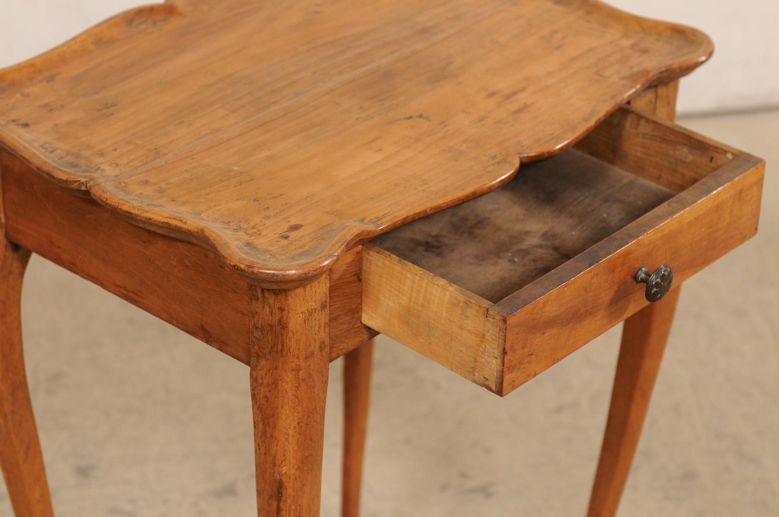 19th Century French Side Table w/Single Drawer and Rectangular-Shaped Pie-Crust Top, 19th C