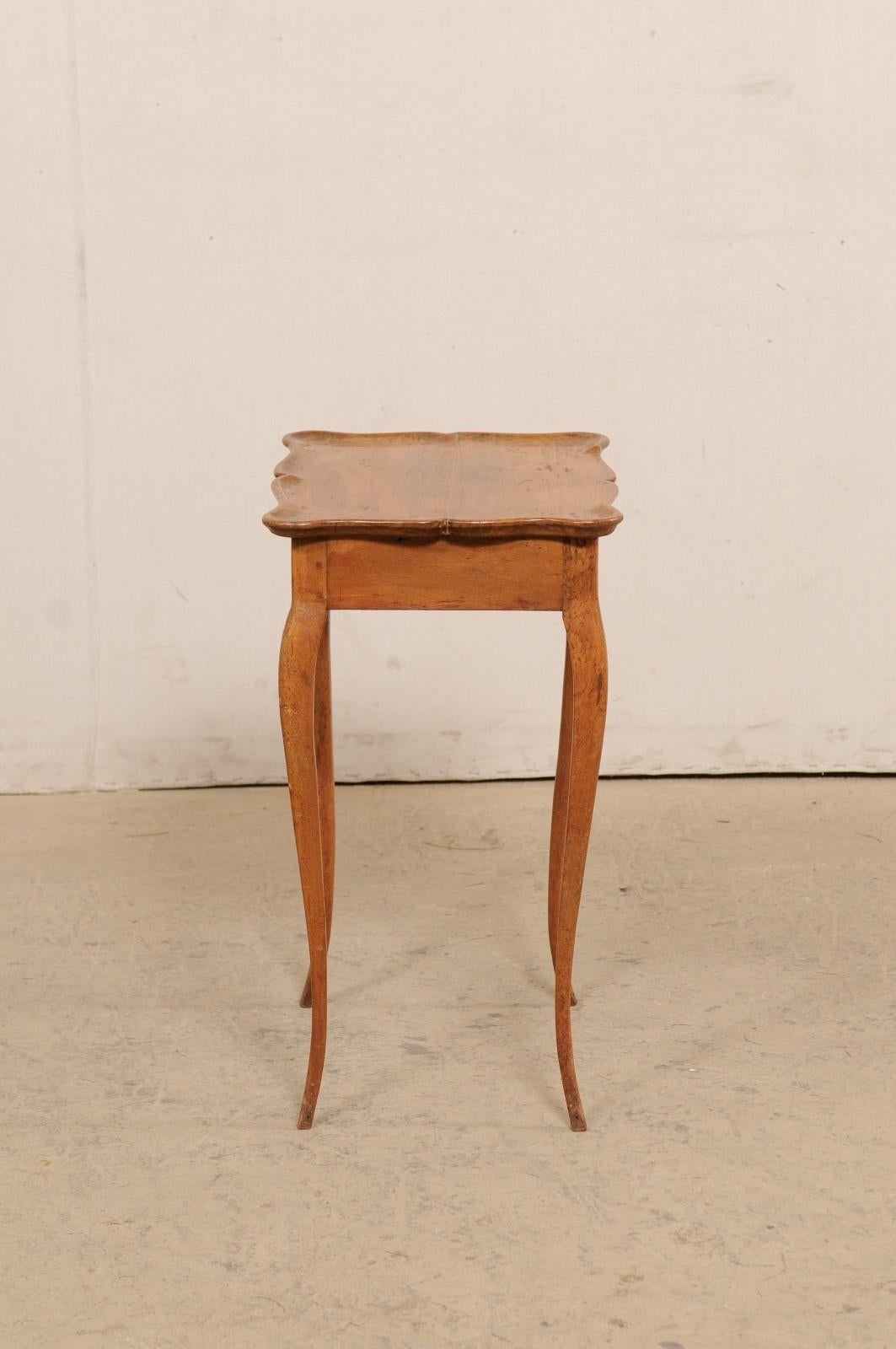 French Side Table w/Single Drawer and Rectangular-Shaped Pie-Crust Top, 19th C 1
