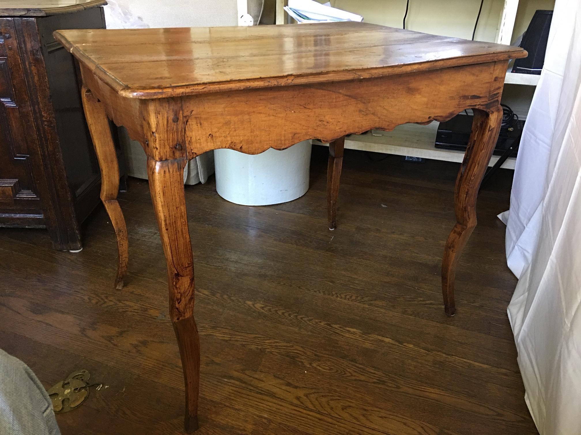 French Side Table with a Front Drawer and Cabriole Legs, 19th Century 6