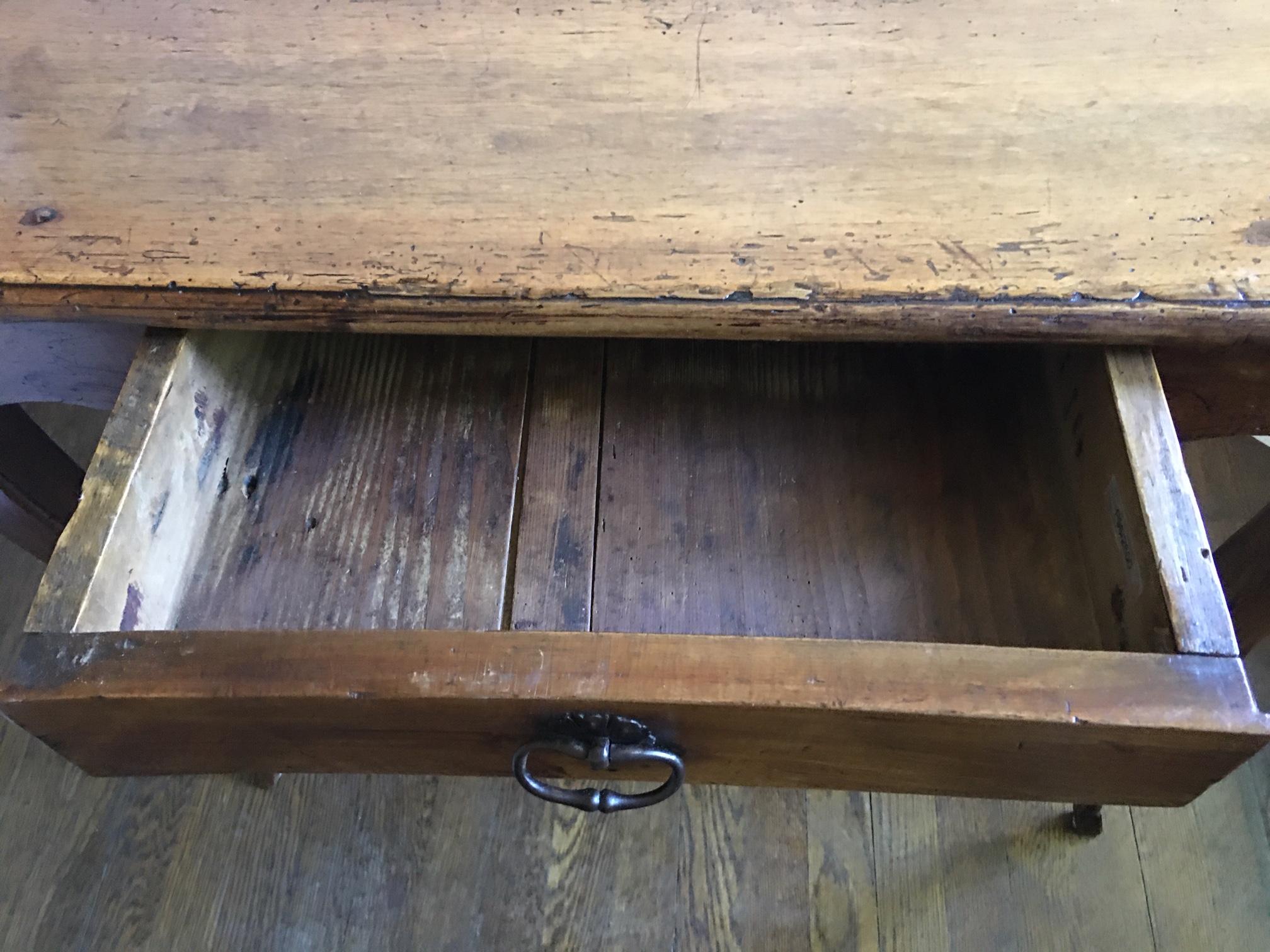 French Side Table with a Front Drawer and Cabriole Legs, 19th Century 2