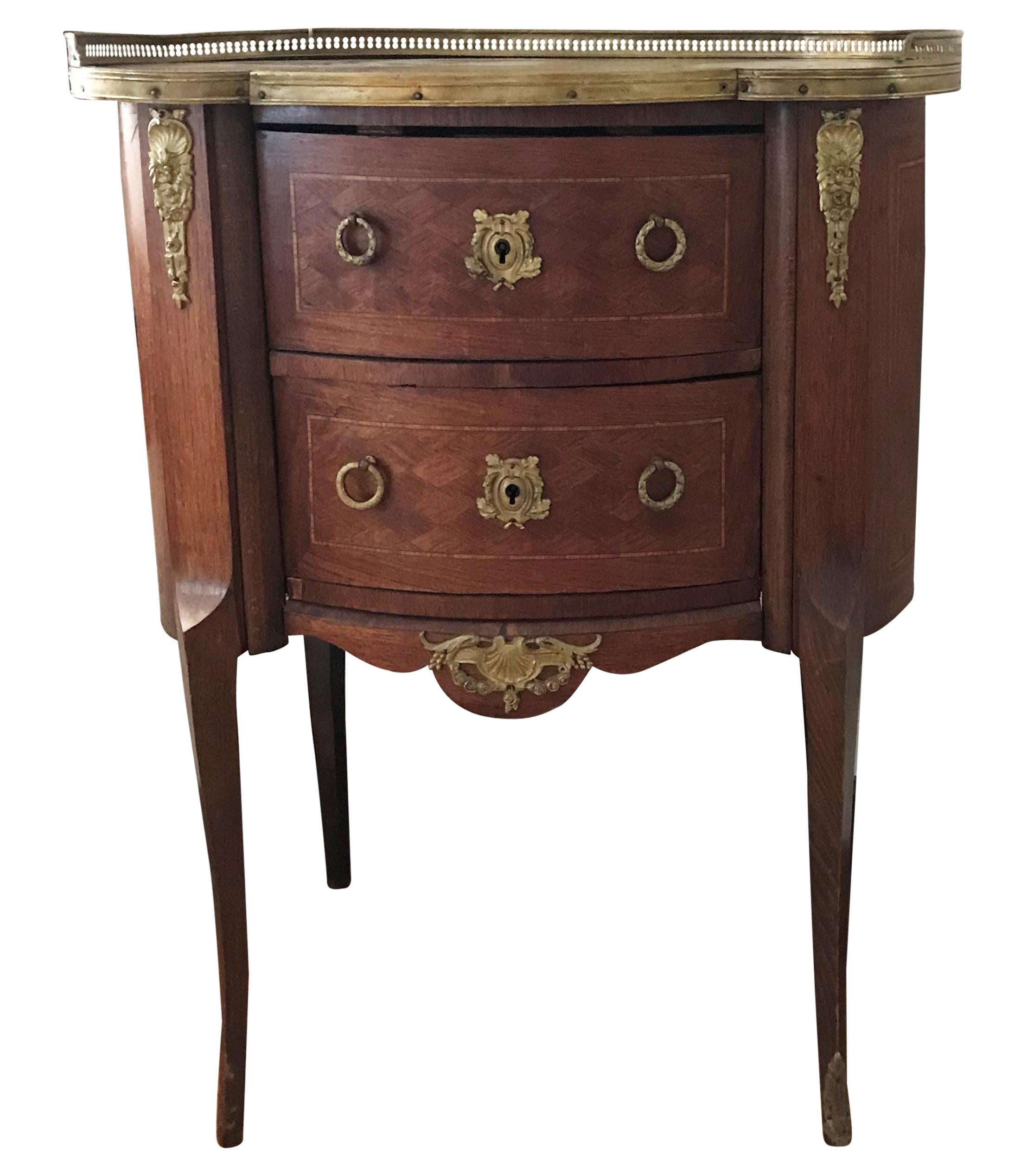 French Side Table with Marble Top. Gallery Top, circa 1900 For Sale