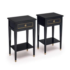 French Side Tables, Directoire Style, Ebonized Mahogany, 19th Century