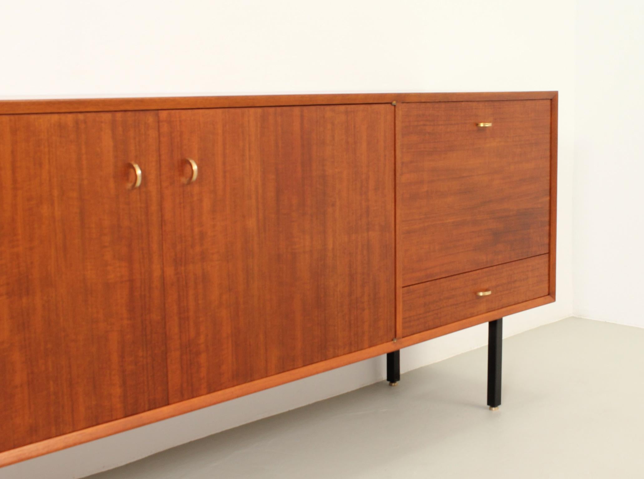 Mid-Century Modern French Sideboard from 1950's in Teak Wood For Sale
