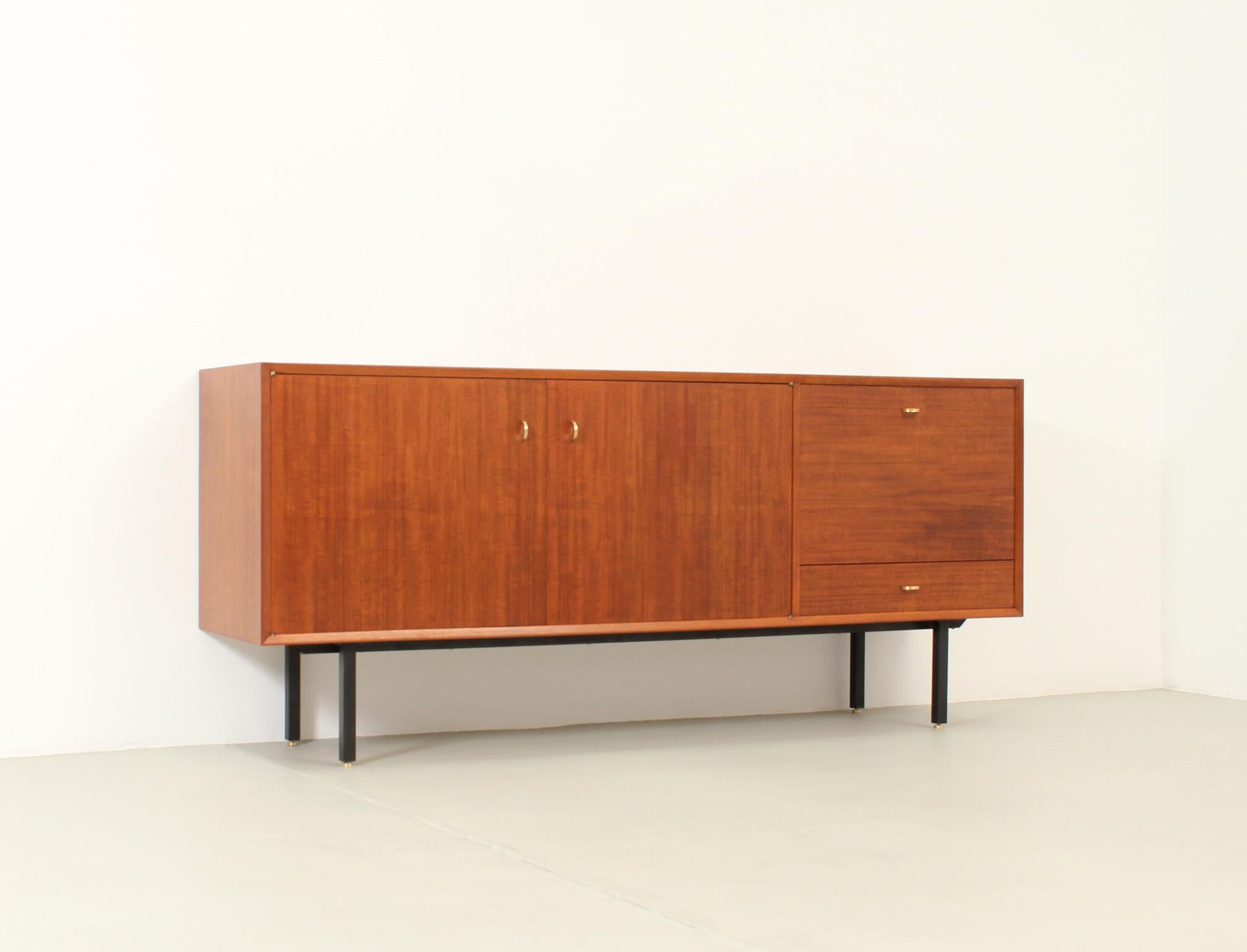 Mid-20th Century French Sideboard from 1950's in Teak Wood For Sale
