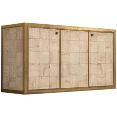 French Sideboard in Brass and Travertine