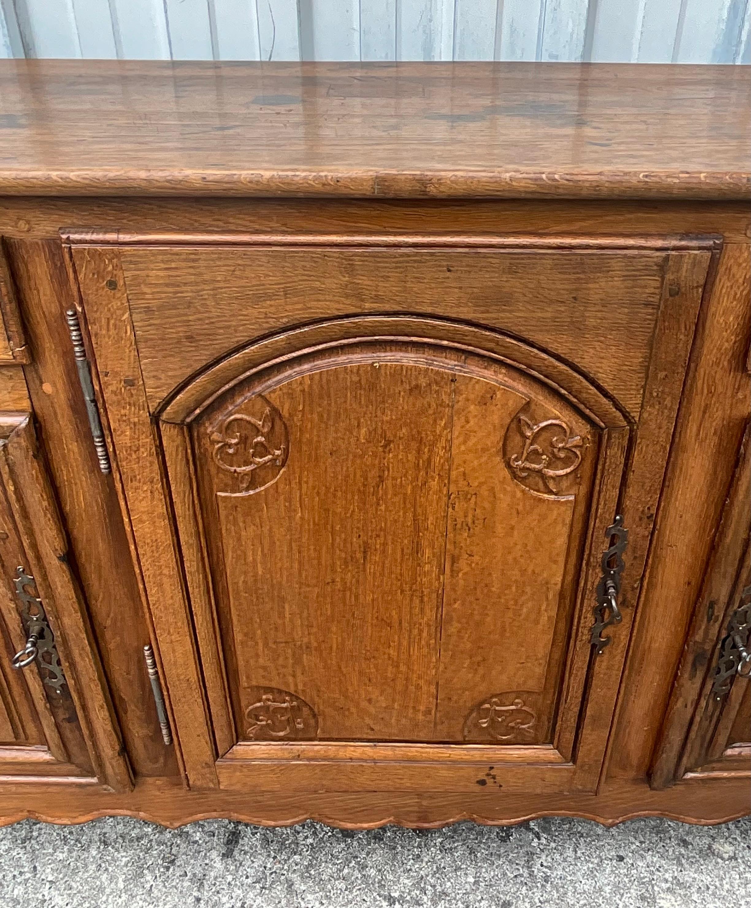 French Sideboard In Solid Blond Oak, Late 19th Century 4