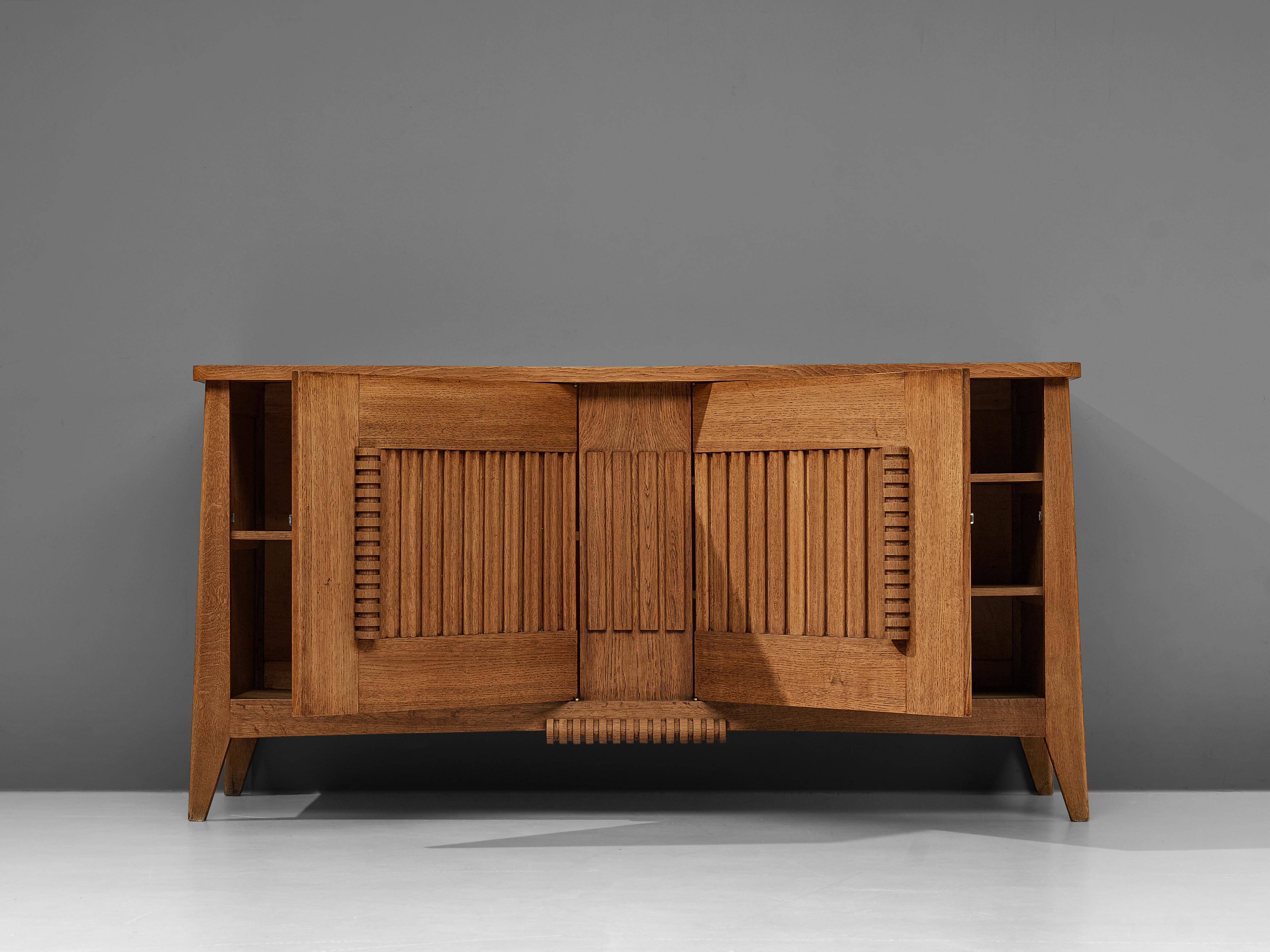 French Sideboard in Solid Oak with Carved Details 2