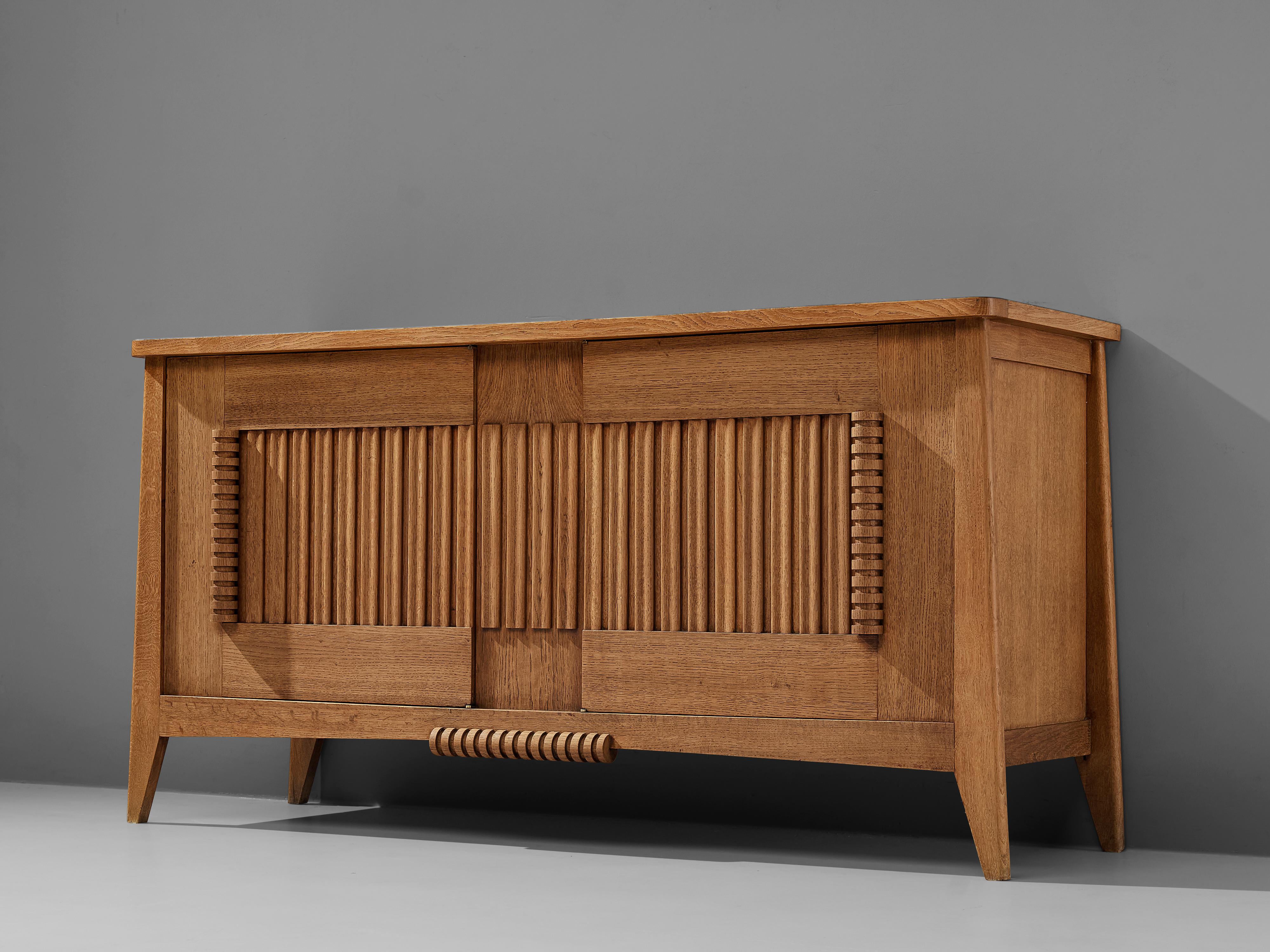 French Sideboard in Solid Oak with Carved Details 3