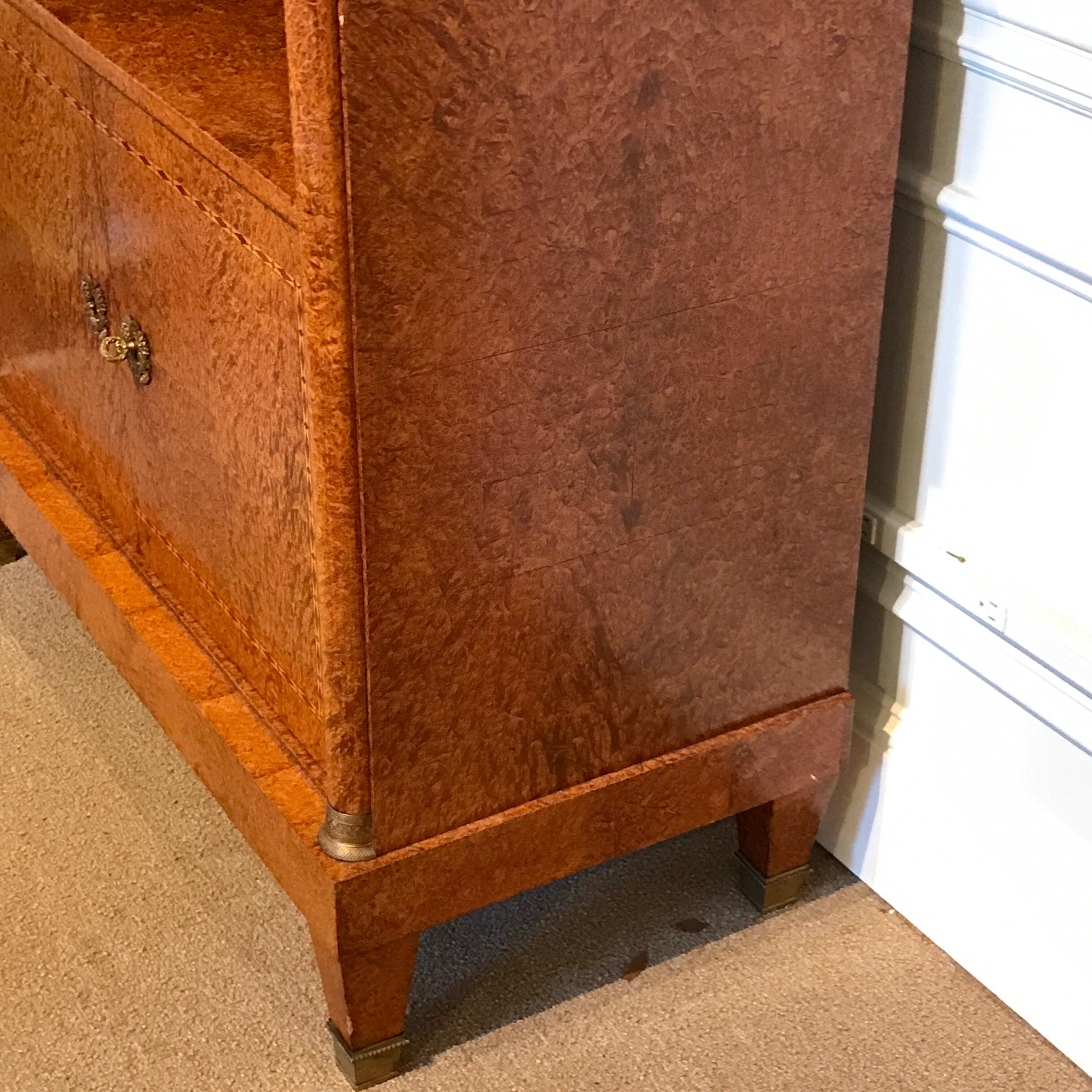 French Sienna Marble and Burlwood Bar or Sideboard In Excellent Condition In Atlanta, GA