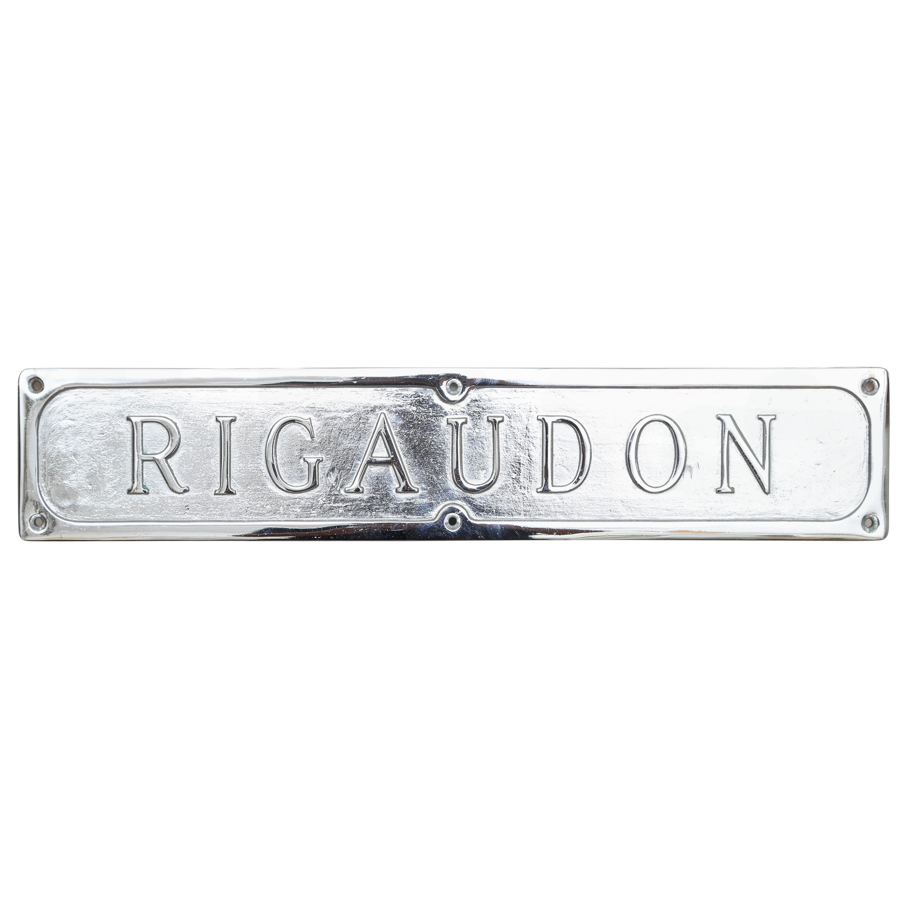 French Sign "Rigaudon" For Sale