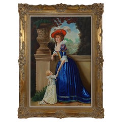 Retrato barroco francés firmado en el siglo XX de Madame Louise-Elisabeth de Francia