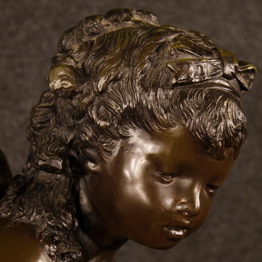 Sculpture française en bronze signée représentant le message d'Auguste Moreau Bon état à Vicoforte, Piedmont