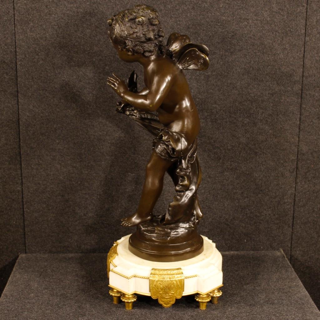 Sculpture française en bronze signée représentant le message d'Auguste Moreau 2