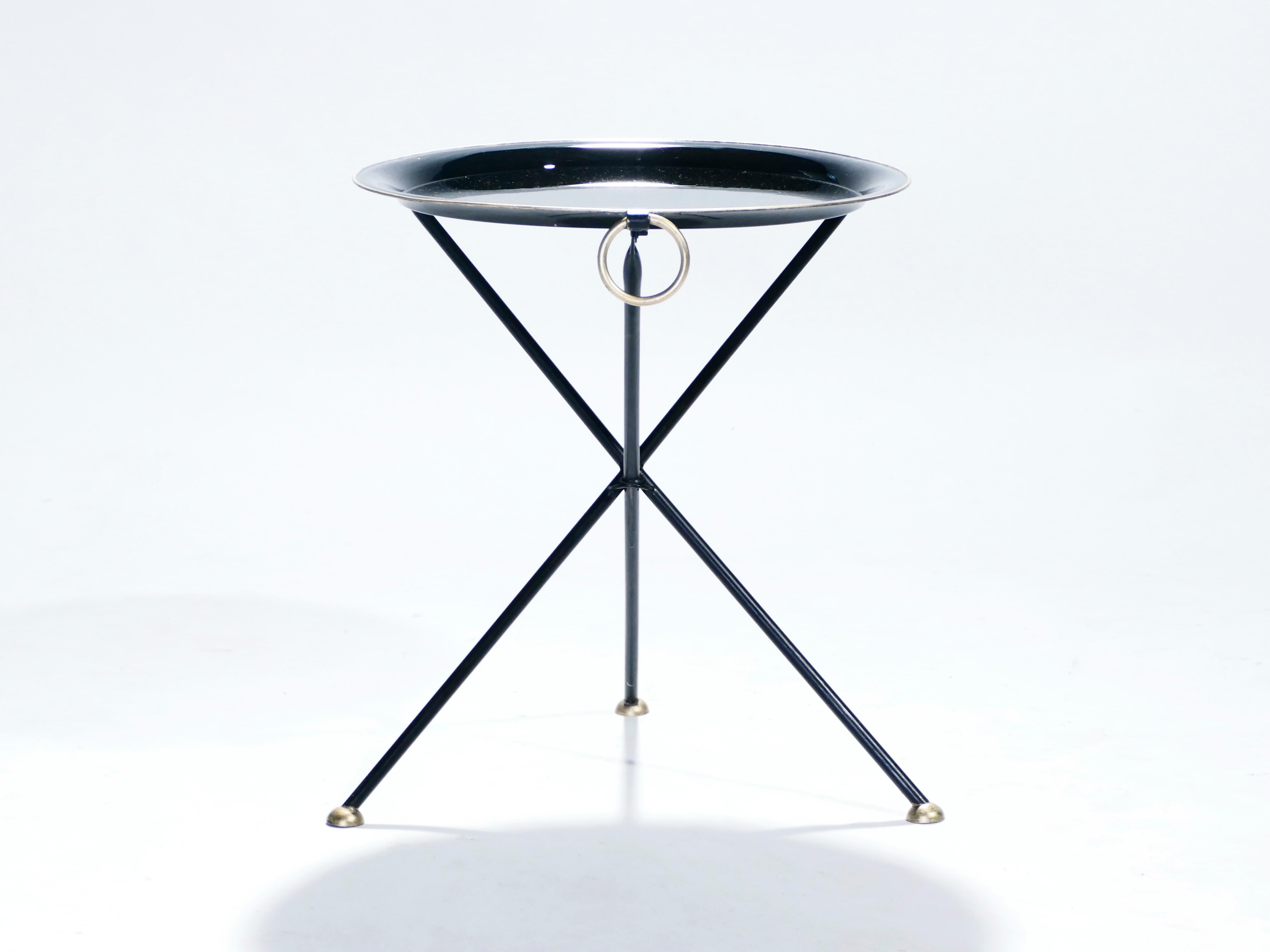 French Signed Christian Dior Folding Gueridon End Table, 1970s In Good Condition In Paris, IDF