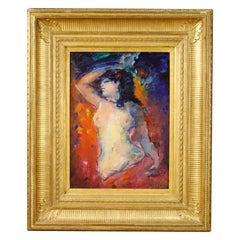 French Signed Female Nude Painting, 20th Century