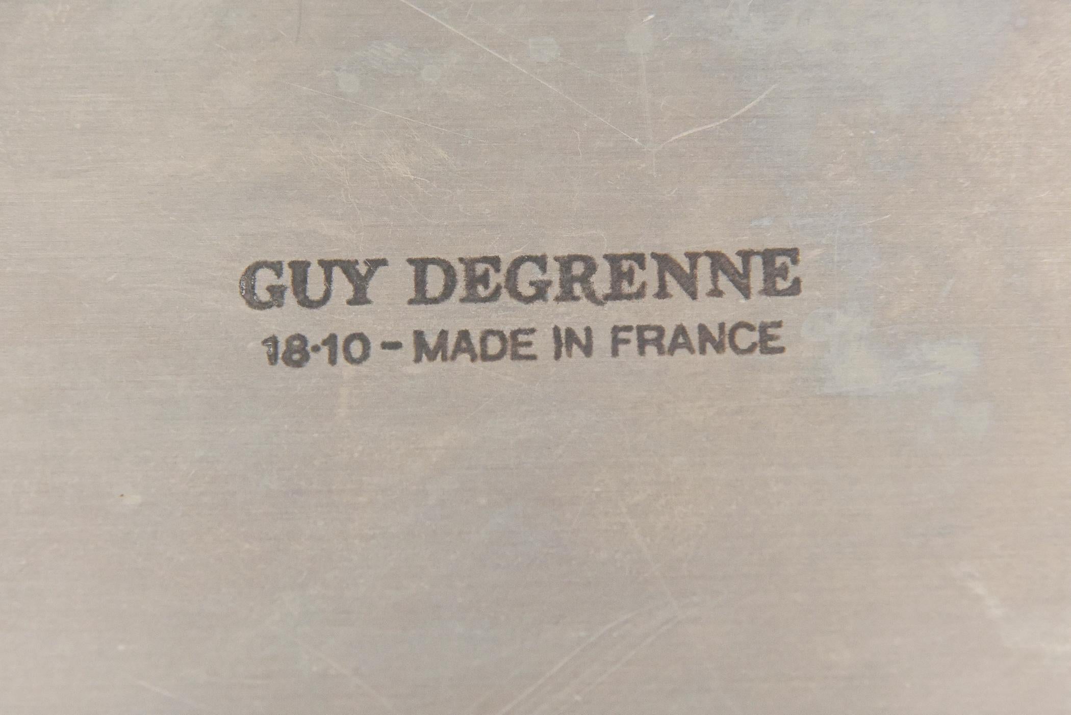 Laiton Guy Dugrenne Signé Burled Wood, Gilt, Stainless Tray or Barware French en vente