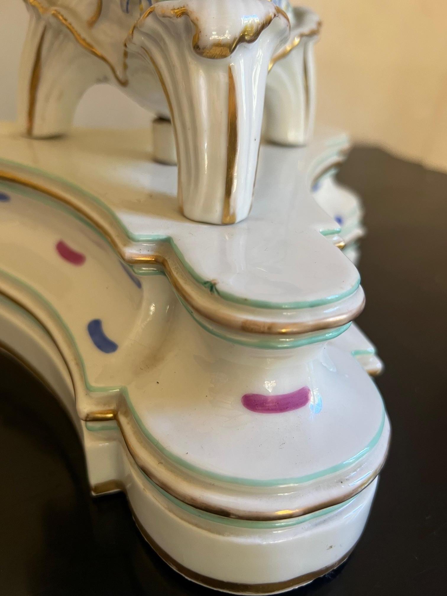 French Signed Jacob Petit Porcelain Tripod Epergnes / Vases, Circa 1850s For Sale 4