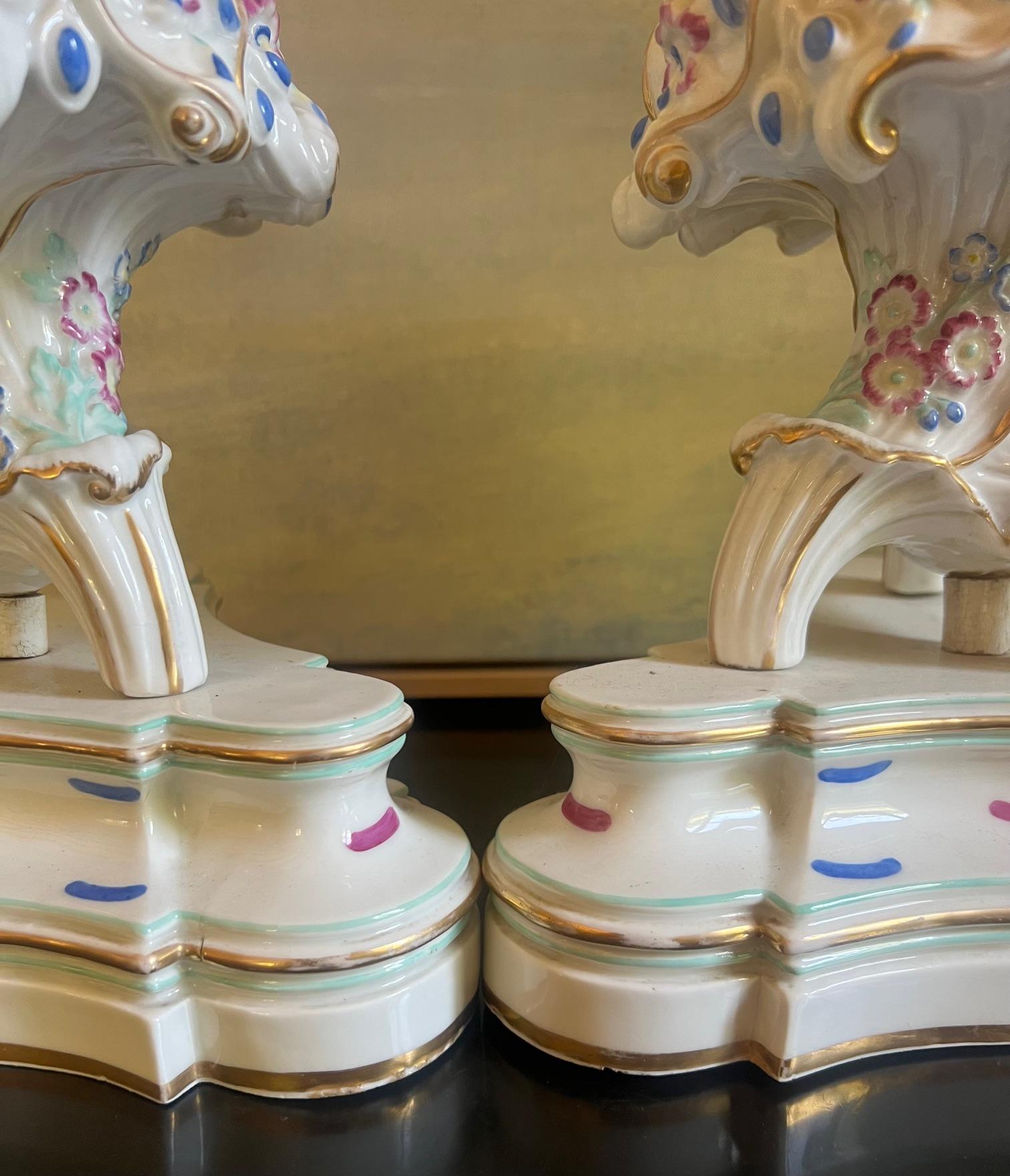French Signed Jacob Petit Porcelain Tripod Epergnes / Vases, Circa 1850s For Sale 8