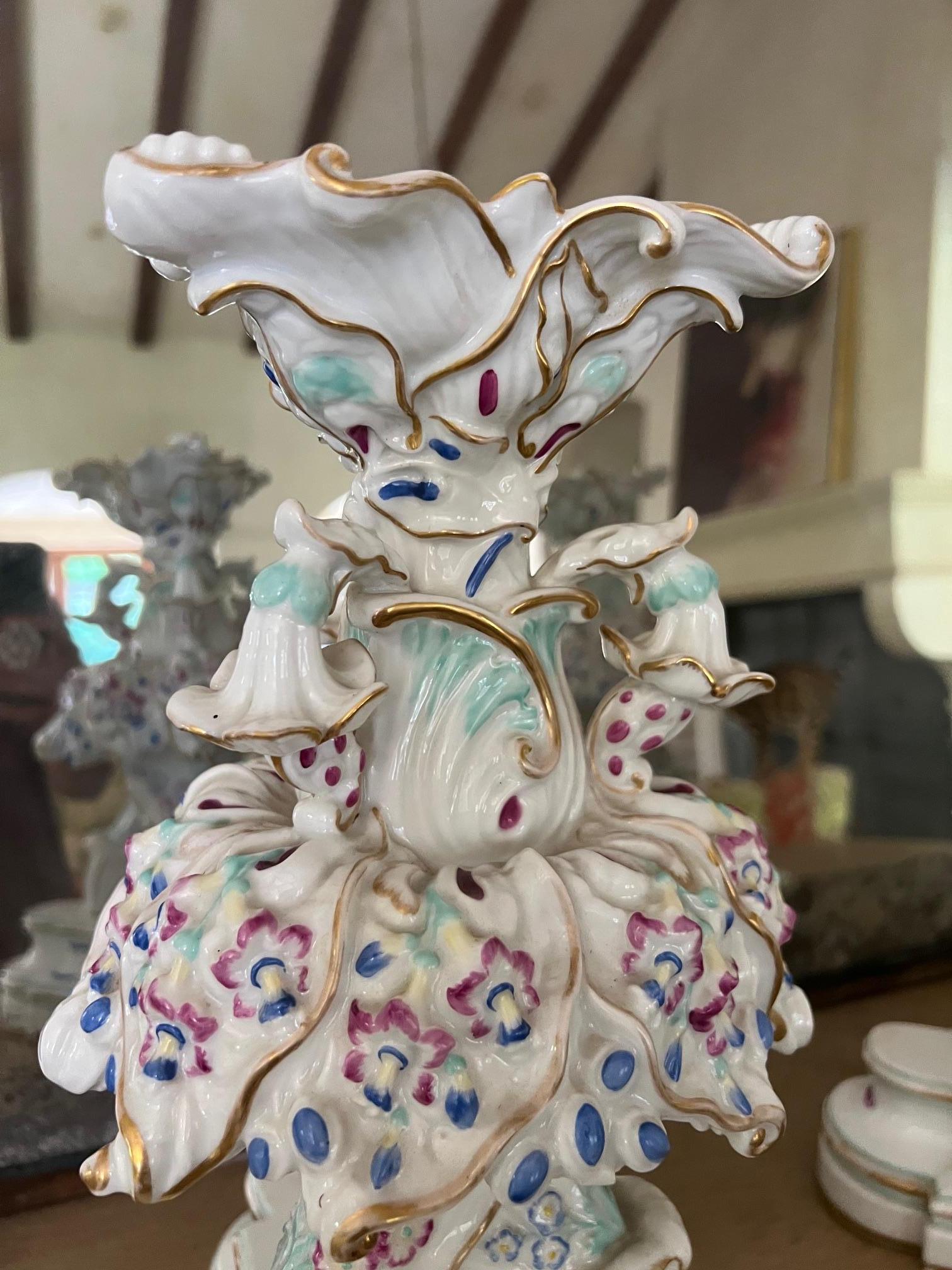 French Signed Jacob Petit Porcelain Tripod Epergnes / Vases, Circa 1850s For Sale 3