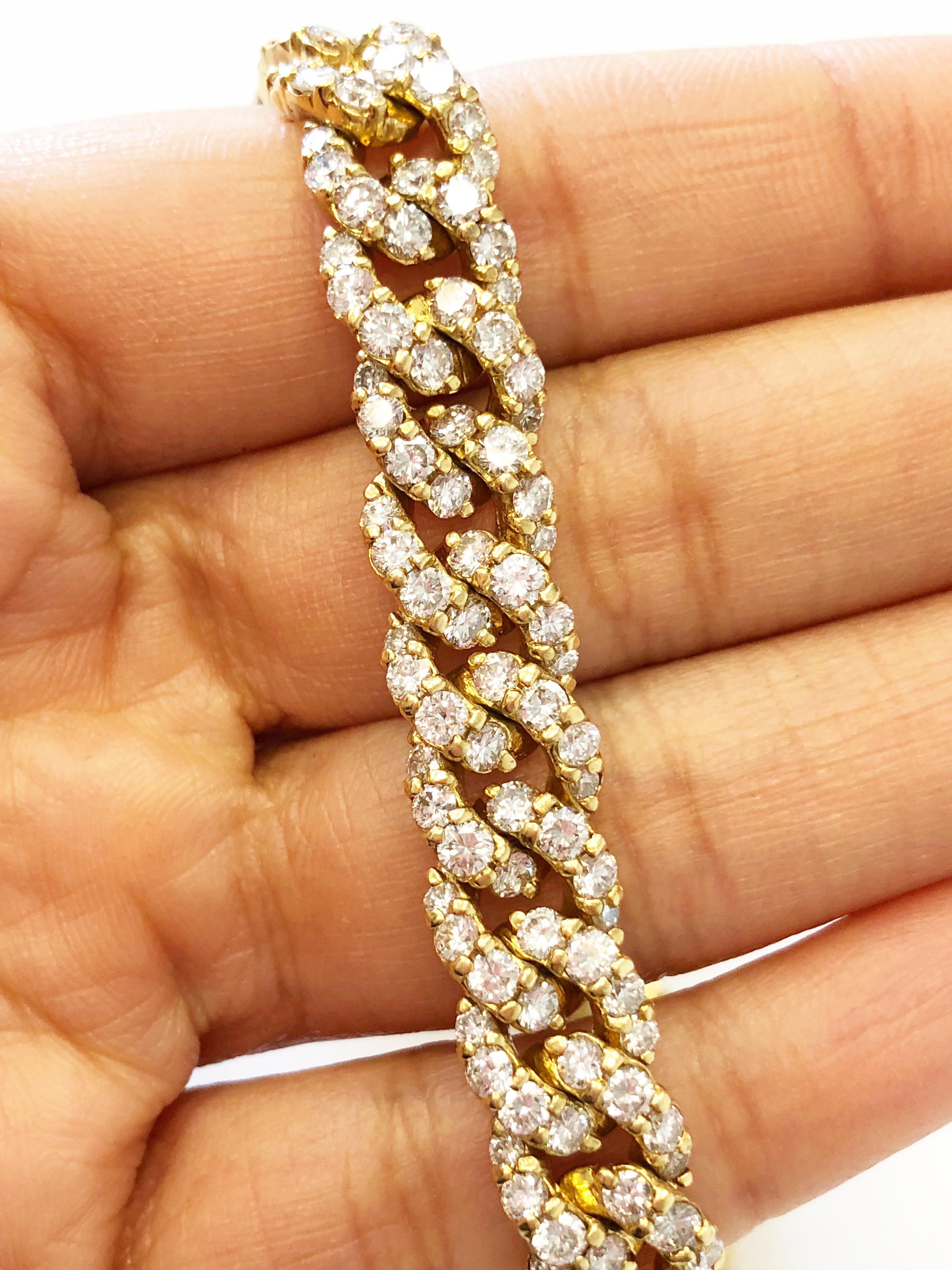 Women's or Men's White Diamond Necklace in 18 Karat Yellow Gold