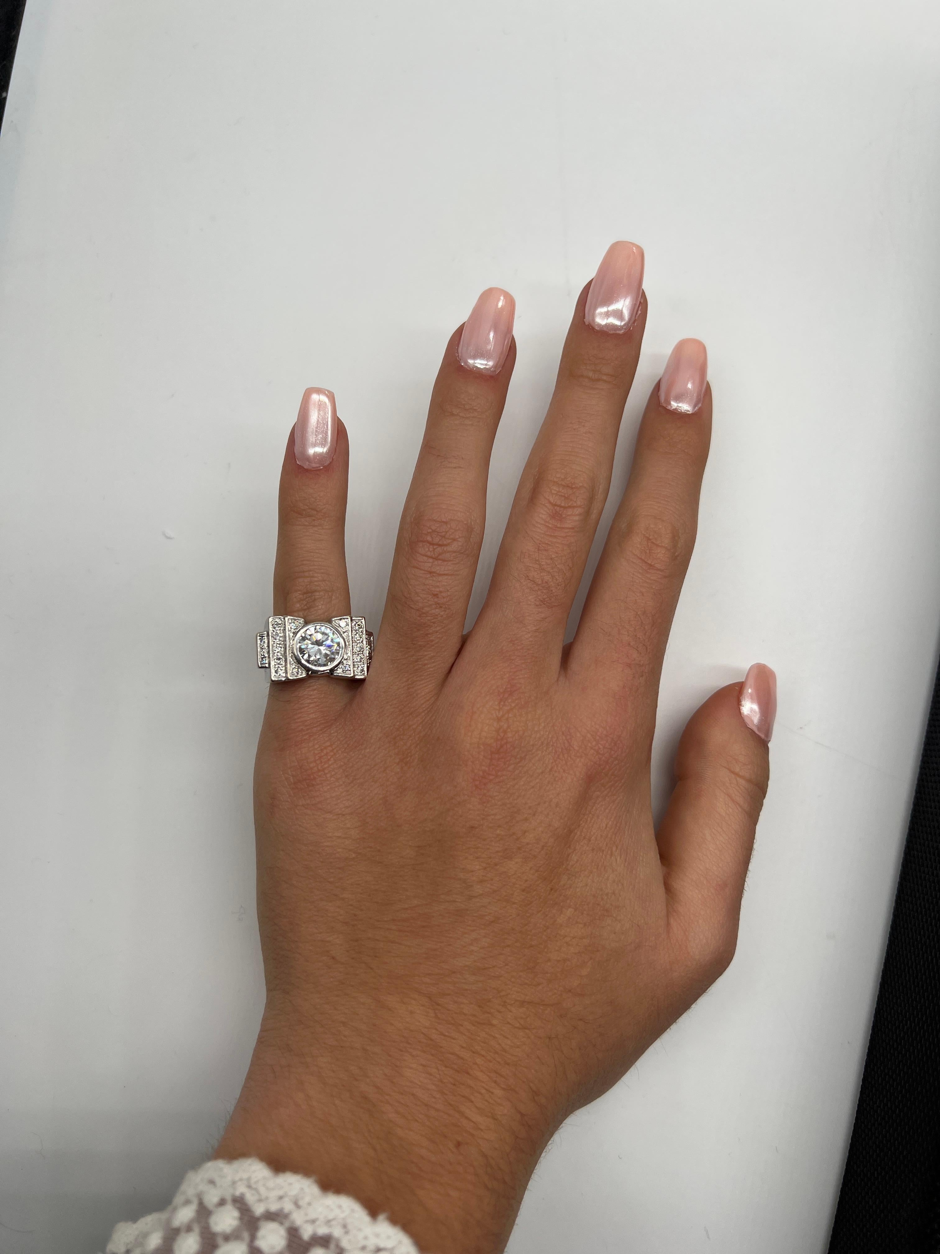 French Signet Ring Diamond Carats Brillant White Gold 18 Karat For Sale 3