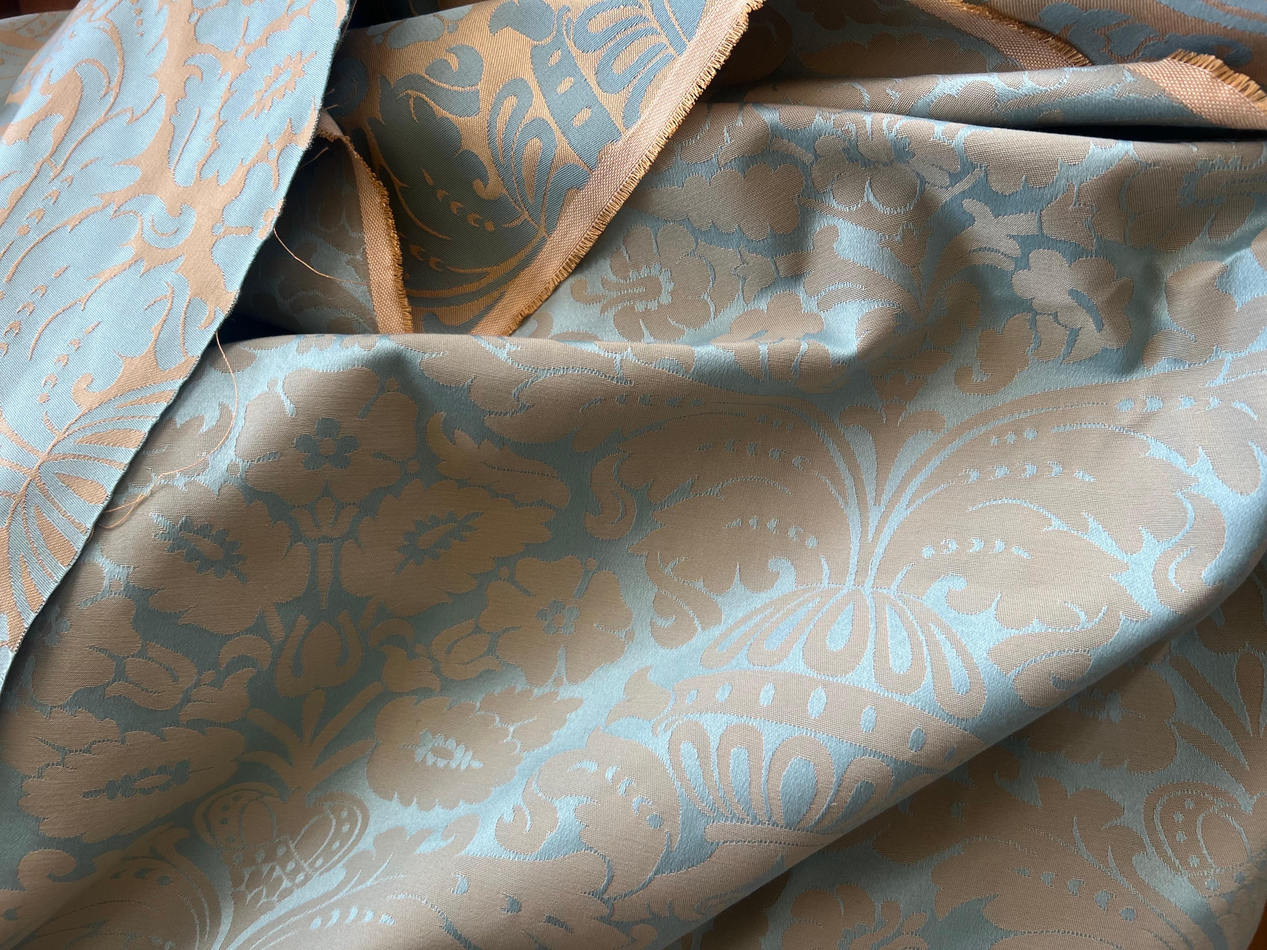 French Silk in Light Blue Floral Pattern by Lelievre for Curtains or Upholstery In Excellent Condition For Sale In Sofia, BG