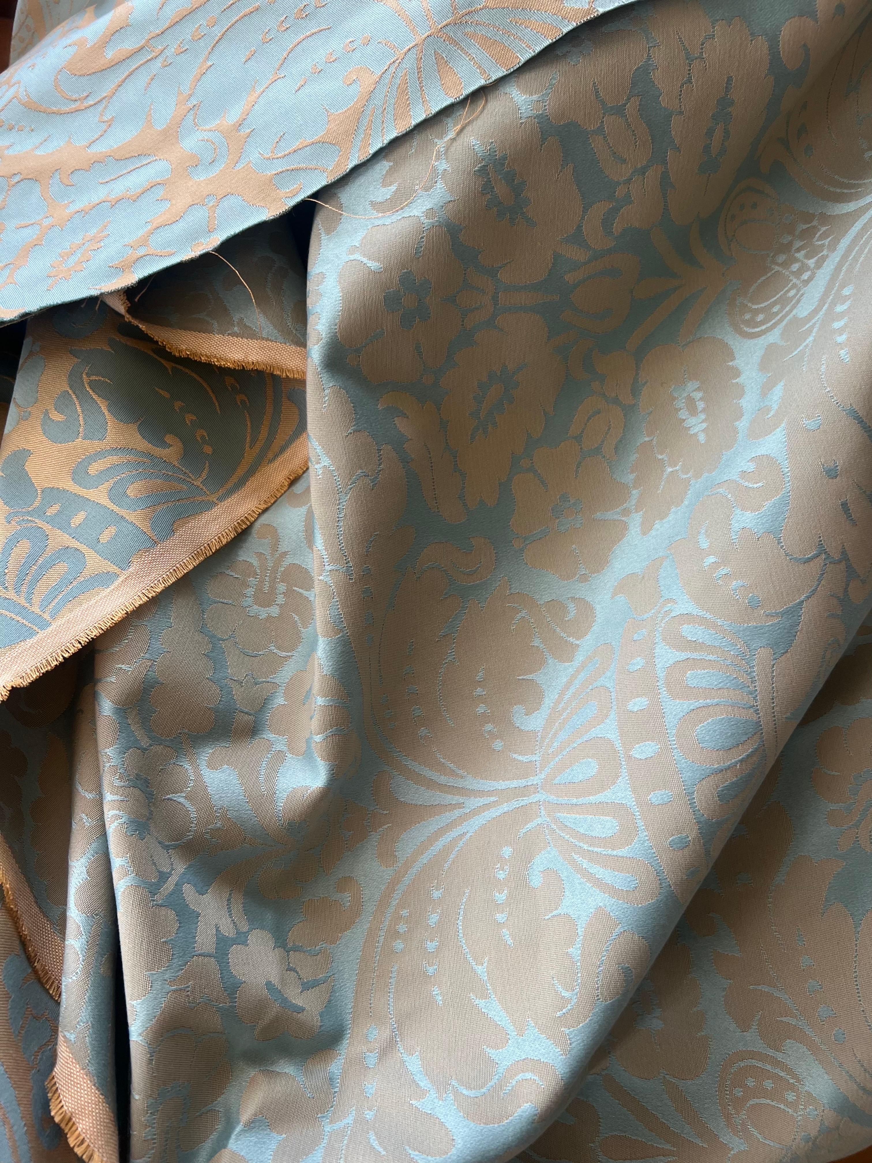 French Silk in Light Blue Floral Pattern by Lelievre for Curtains or Upholstery For Sale 1
