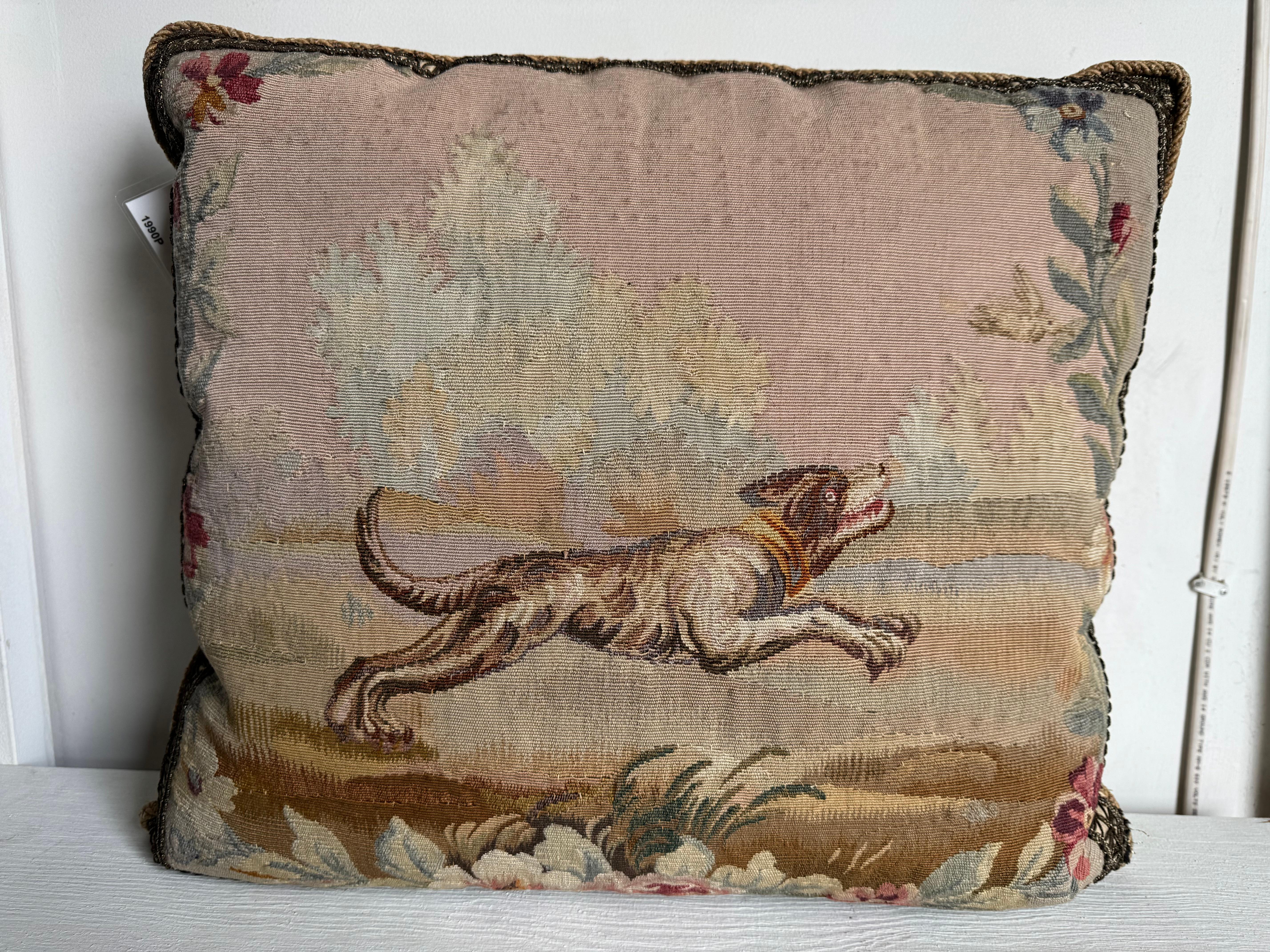 French Silk Tapestry Pillow 1850 In Good Condition For Sale In Los Angeles, US