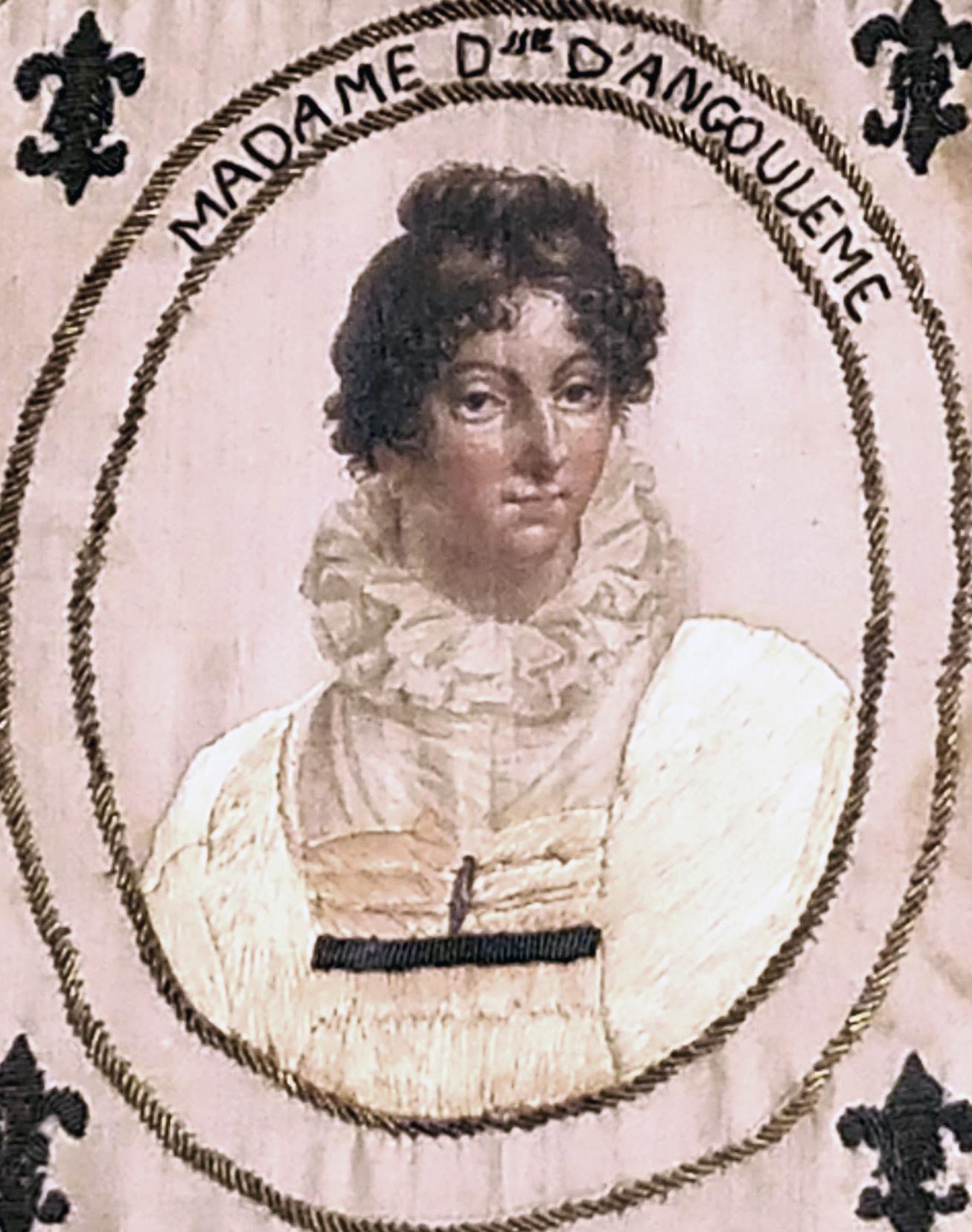 Retrato textil de seda francesa, María Teresa de Francia, hija de Luis XV en Bueno estado para la venta en Downingtown, PA