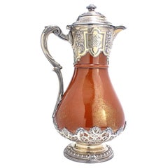 French Silver and Ceramic Claret Jug by Bointaburet & Clement Massier