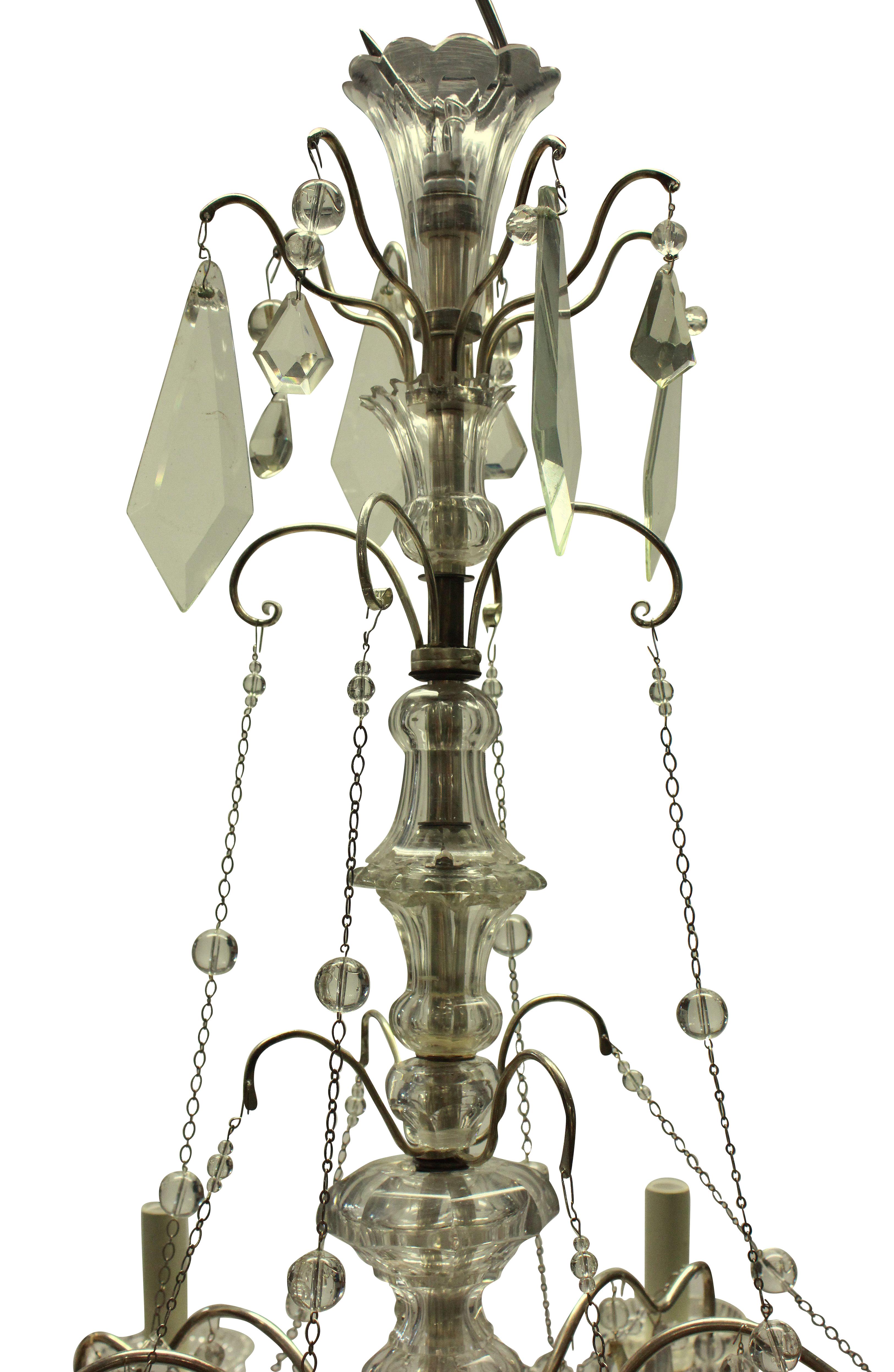 French Silver and Cut Glass Chandelier 1