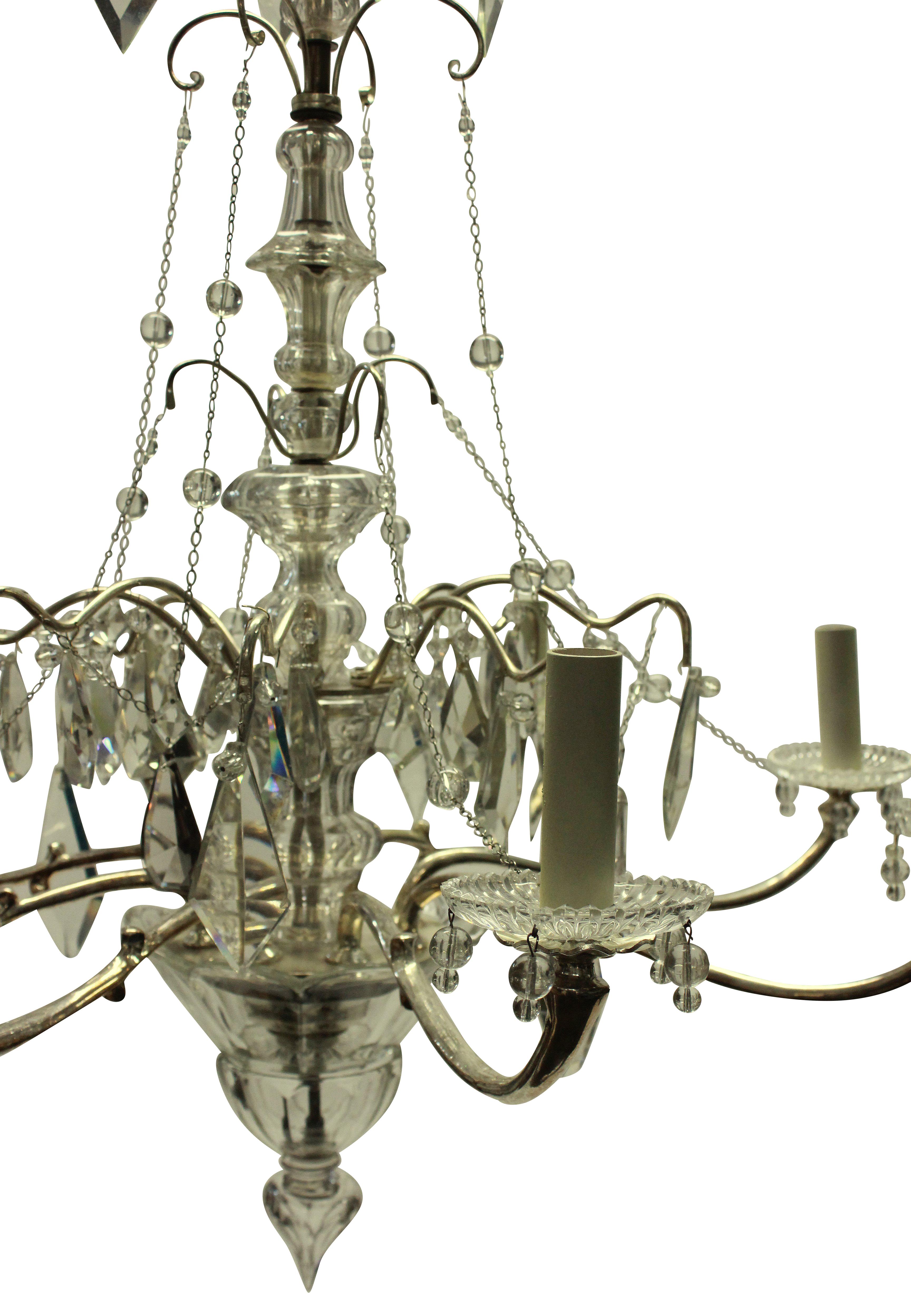 French Silver and Cut Glass Chandelier 2