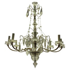 French Silver and Cut Glass Chandelier