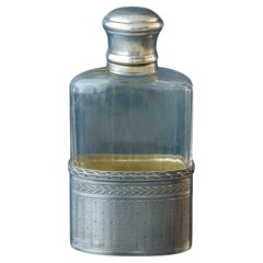 French Silver and Cut Glass Flask, Circa 1900