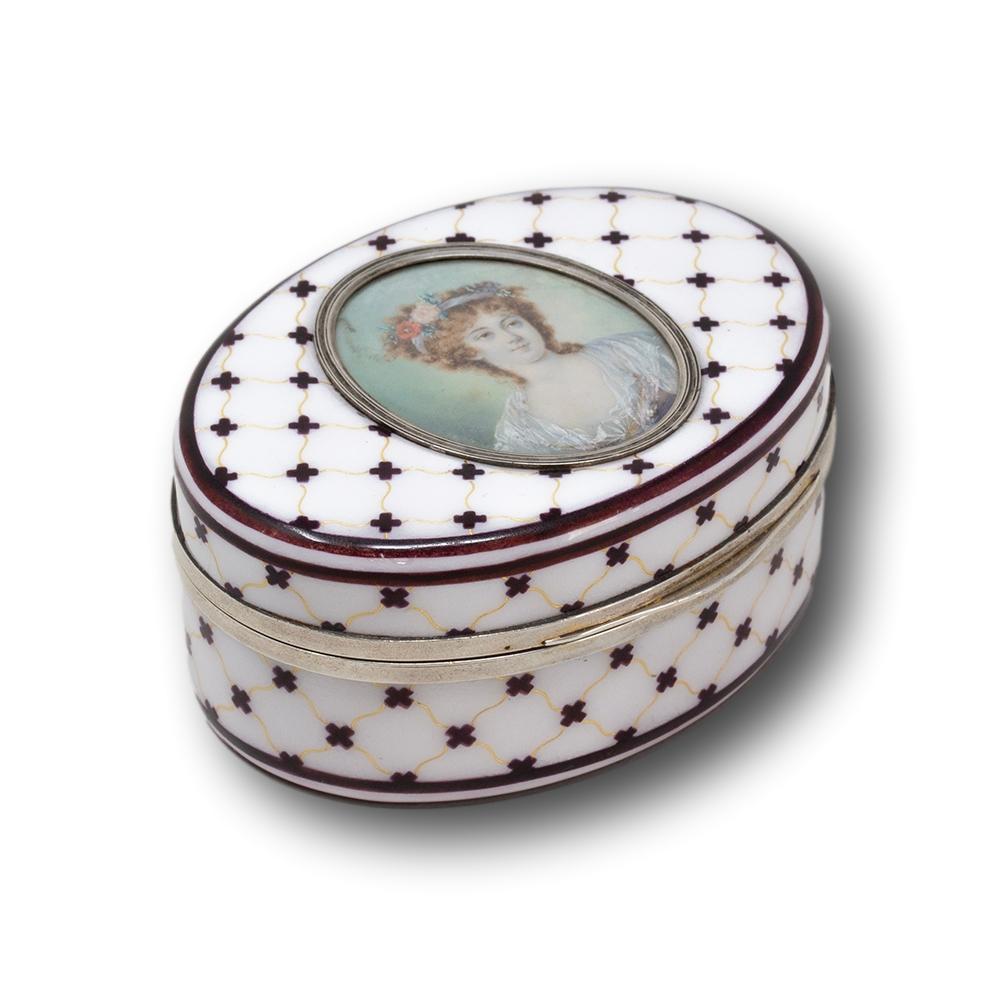 Art Nouveau French Silver and Enamel Snuff Box Hallmarked Benjamin Wolles For Sale