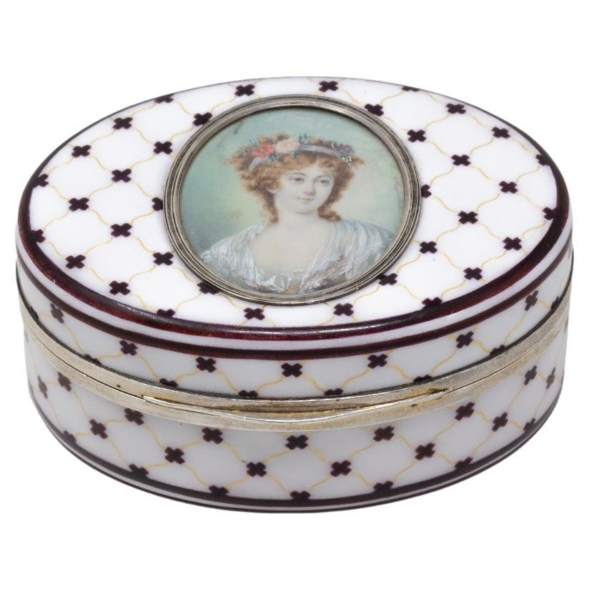 French Silver and Enamel Snuff Box Hallmarked Benjamin Wolles For Sale