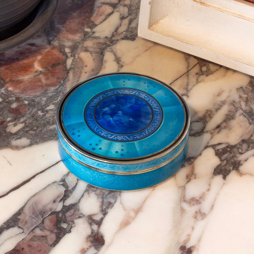 Belle Époque French Silver and Guilloche Enamel Box