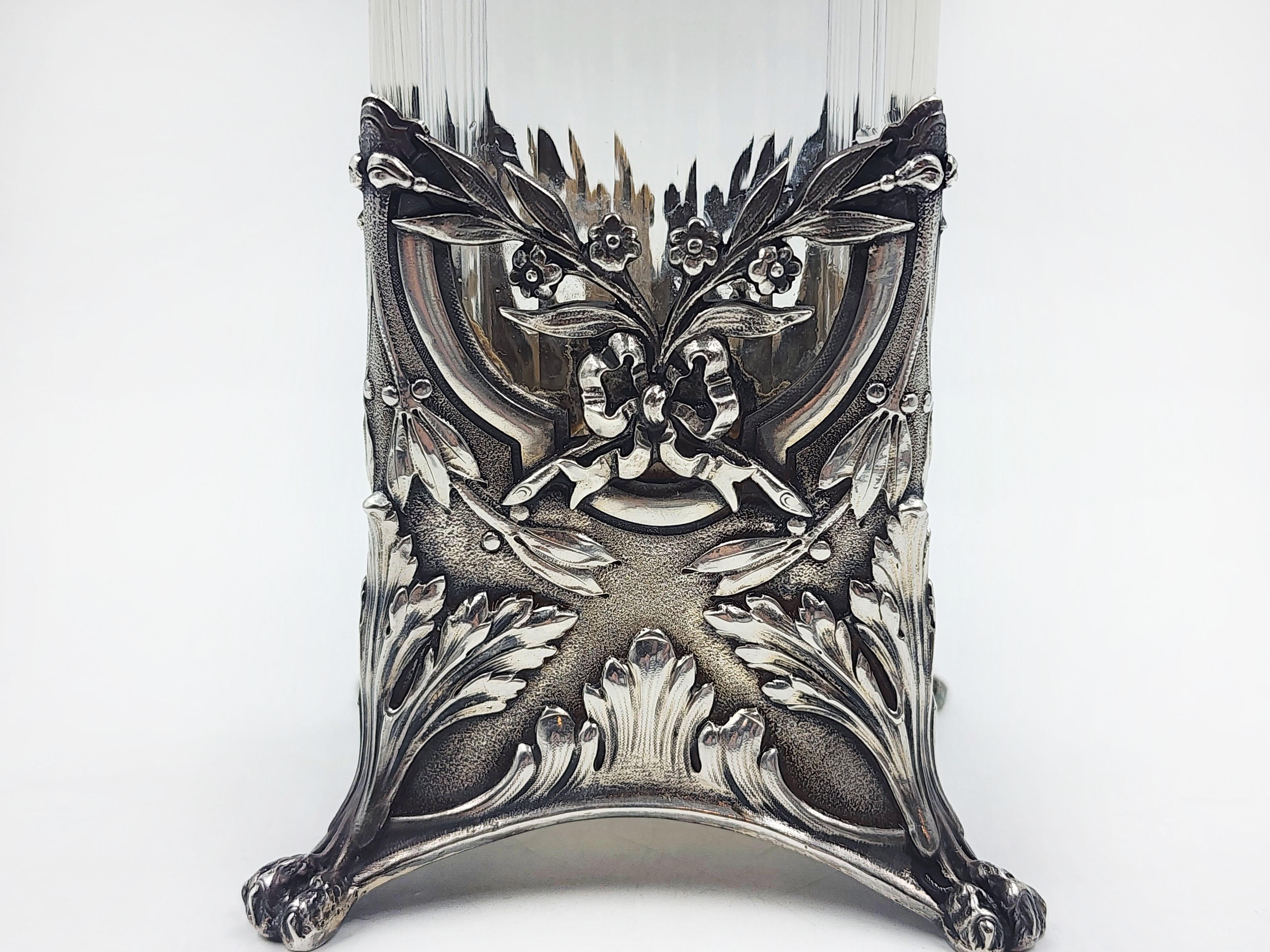 Vaso francese in argento Art Nouveau in vendita 1